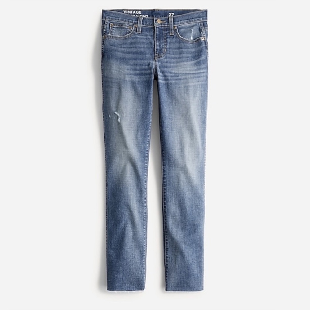 NEW!J. Crew 9" mid-rise vintage slim-straight jean in Tilda wash Size 28 raw hem